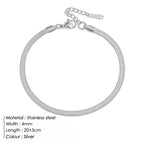 4mm Stainless Steel Snake Chain Anklet for Women – Minimalist Waterproof Beach Anklet, Adjustable Non-Tarnish Chain
