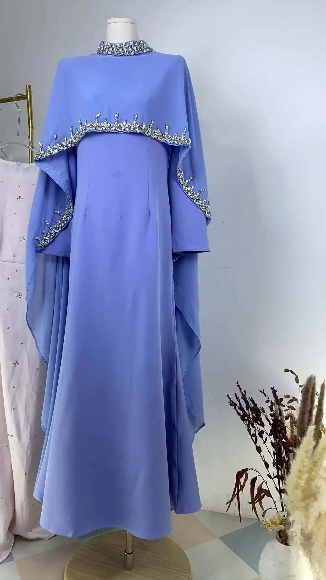Elariah Embroidered Modest Abaya Dress for Women – Elegant Long Sleeve Kaftan Maxi Dress for Eid, Ramadan & Special Occasions