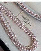 Collier de perles de culture rose et violettes – Élégant collier ras-de-cou plaqué or pour femme