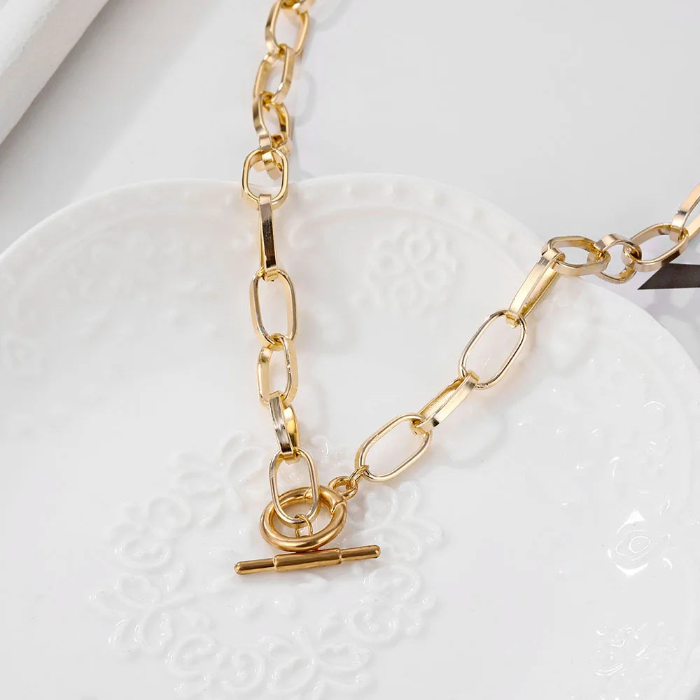 Collier à chaîne épaisse en acier inoxydable – Bijou ras-du-cou punk unisexe pour femmes et hommes