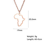 Collar con colgante de mapa africano de moda para mujer – Collar geométrico de acero inoxidable con la bandera de África, color oro, oro rosa o acero