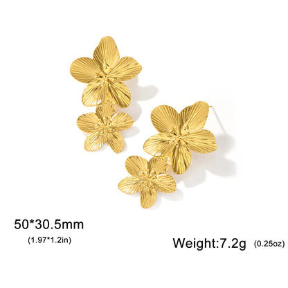 Unift Vintage Flower Stud Earrings for Women – Bohemian 14K Gold-Plated Stainless Steel Statement Jewelry