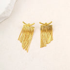 Pendientes llamativos con borlas doradas y brillantes: elegante diseño largo para mujer