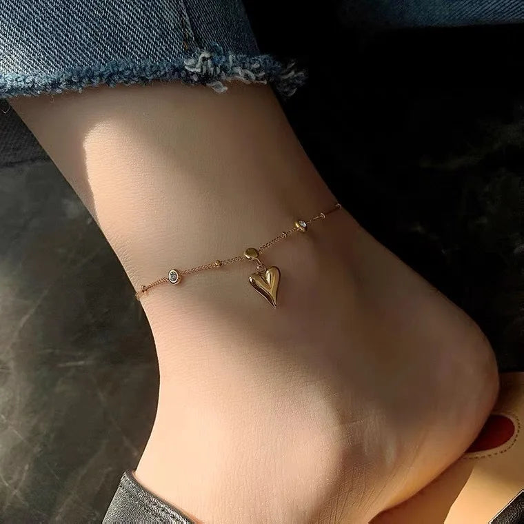 Gold Stainless Steel Cuban Curb Chain Anklet for Women – Adjustable Trendy Beach Anklet Bracelet
