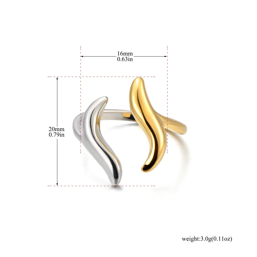 JeeMango Double Circle Stainless Steel Ring for Women – 18K Gold Plated, Waterproof, Trendy Fashion Jewelry