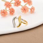 Bague JeeMango en acier inoxydable à double cercle pour femme – Plaqué or 18 carats, étanche, bijou tendance