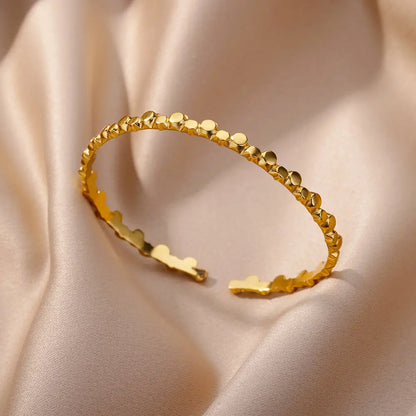 Luxury Adjustable Stainless Steel Bangle Bracelet – Waterproof Gold Cuff Jewelry for Women