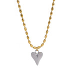 Collier pendentif cœur plaqué or 18 carats – Chaîne à billes en acier inoxydable, bijou délicat et romantique pour femme