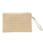 Elariah Woven Straw Wristlet Clutch Bag – Bohemian Summer Beach Handbag with Zipper (White, Khaki, Beige)
