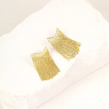 Gold Bling Tassel Statement Earrings – Elegant Long Drop Design for Women