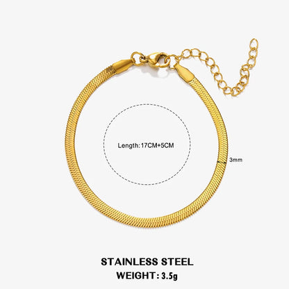 Classic Flat Snake Chain Choker Necklace – Stainless Steel Herringbone Design in Gold & Silver