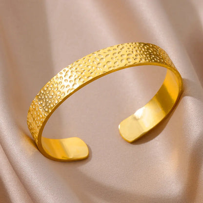 Luxury Adjustable Stainless Steel Bangle Bracelet – Waterproof Gold Cuff Jewelry for Women