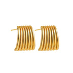 18K Gold Plated Stainless Steel Multilayer Circle Knot Drop Earrings for Women – Textured Statement Round Earrings
