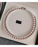 Collier de perles de culture rose et violettes – Élégant collier ras-de-cou plaqué or pour femme