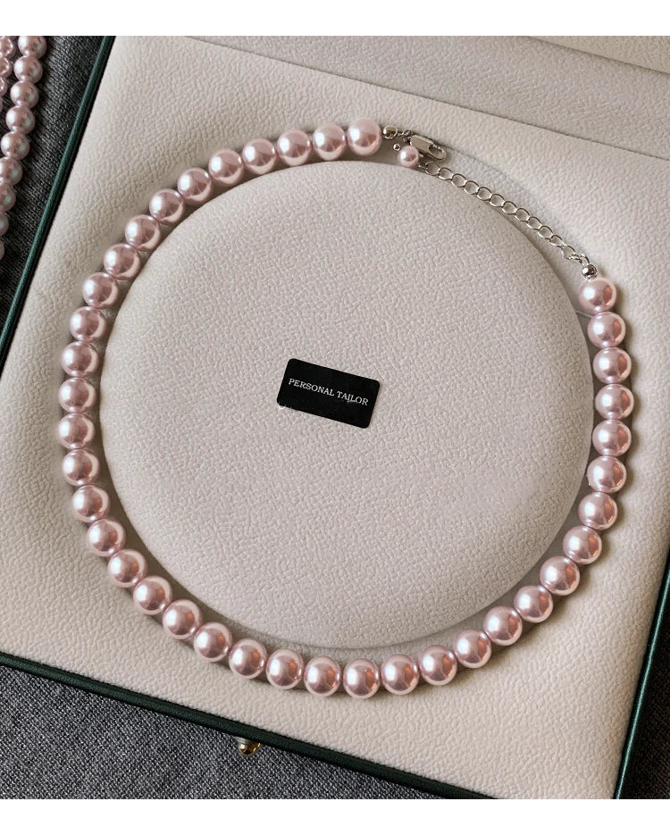 Collier de perles de culture rose et violettes – Élégant collier ras-de-cou plaqué or pour femme