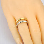 Bague JeeMango en acier inoxydable à double cercle pour femme – Plaqué or 18 carats, étanche, bijou tendance