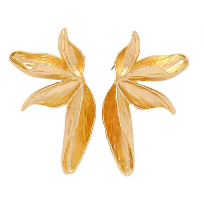 Large Textured Metal Flower Stud Earrings – Bold Statement Jewelry for Women