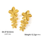 Pendientes Unift Vintage con diseño de flores para mujer: joyas bohemias de acero inoxidable chapado en oro de 14 quilates.