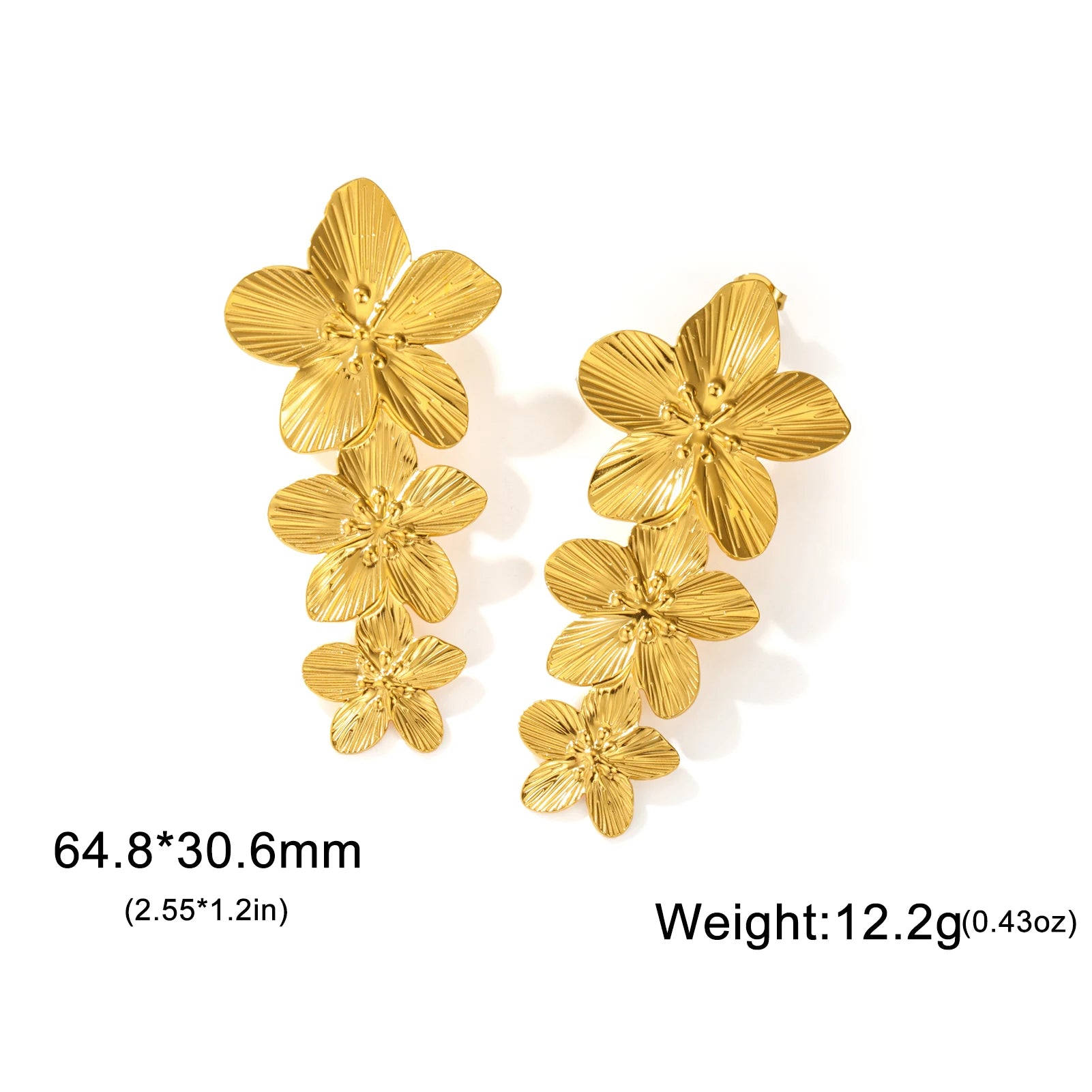 Pendientes Unift Vintage con diseño de flores para mujer: joyas bohemias de acero inoxidable chapado en oro de 14 quilates.