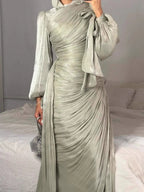 Robe maxi caftan soyeuse et modeste Elariah pour femmes – Abaya musulmane à manches longues, Jalabiya, tenue décontractée et de soirée