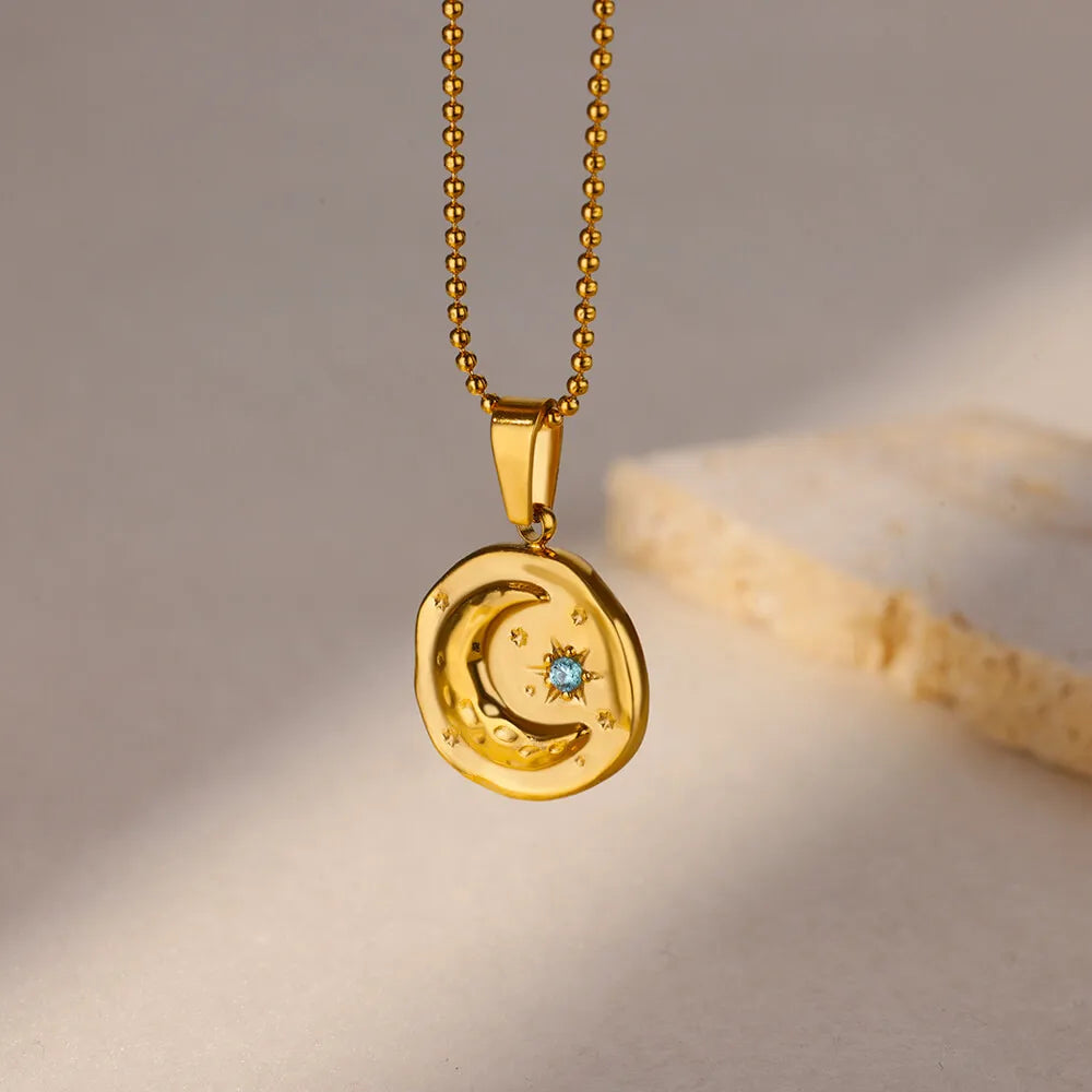 Collier géométrique avec pendentif tournesol – Chaîne de clavicule en acier inoxydable pour femme