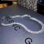Collier ras-de-cou carré en zircon brillant de luxe pour femme – Bijou en cristal exquis, cadeau idéal pour les mariages, les fêtes et le quotidien