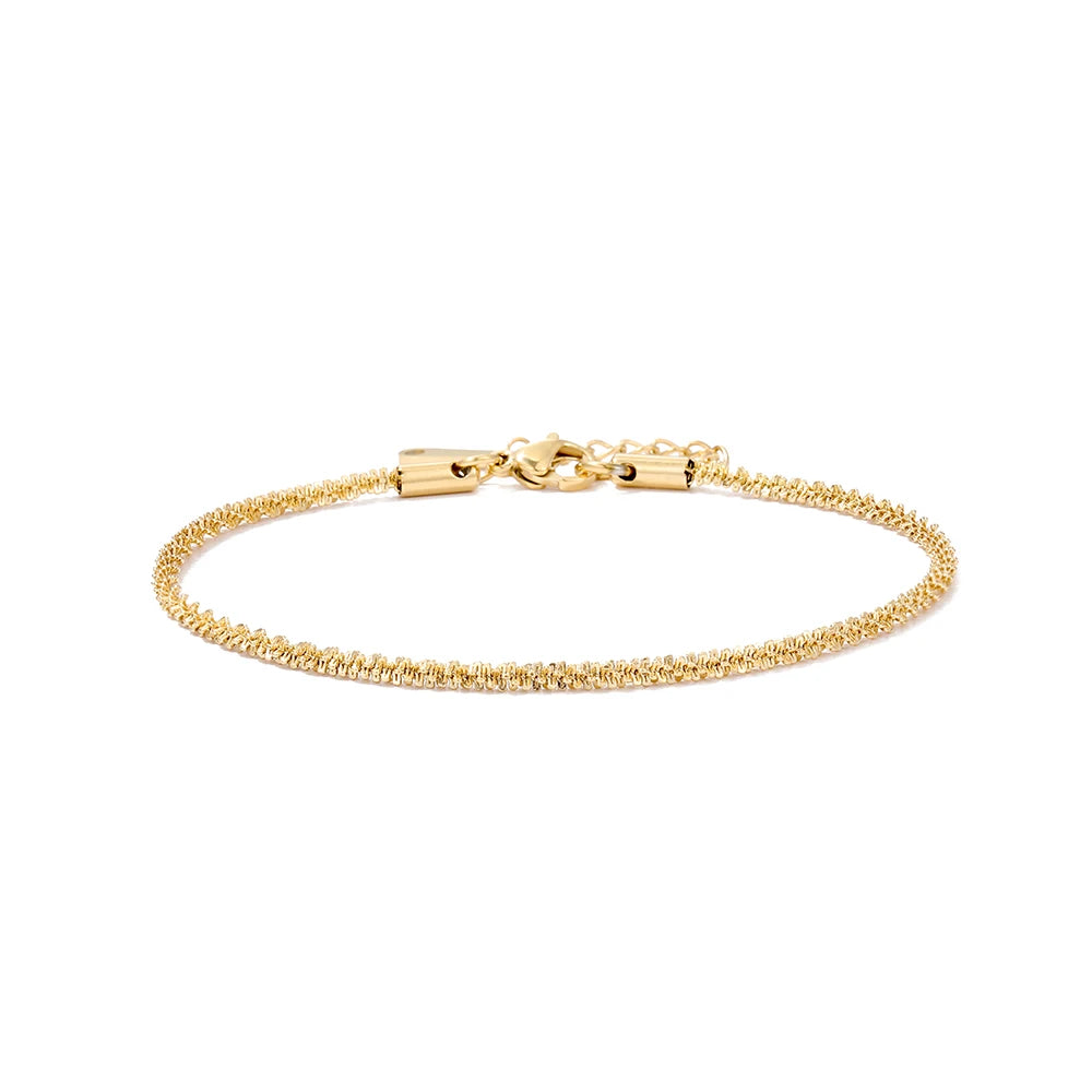 Adjustable Gold Plated Stainless Steel Anklet for Women – Waterproof Classic Chain Anklet 20+3cm | ELARIAH