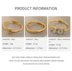 Gold Plated Zircon Round Open Cuff Bracelet for Women – Statement Rhinestone Bangle, Adjustable Party & Wedding Jewelry