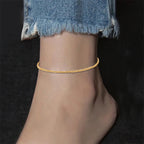 Bracelet de cheville ajustable en acier inoxydable plaqué or pour femme – Bracelet de cheville classique étanche à chaîne 20+3 cm | ELARIAH