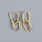 Pendientes de aro retro de doble bucle con diseño geométrico dorado y plateado.