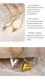 Collier pendentif cœur plaqué or 18 carats – Chaîne à billes en acier inoxydable, bijou délicat et romantique pour femme