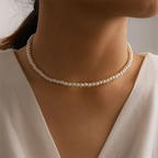 Collier ras du cou classique en perles d'imitation pour femme – Élégant collier de perles pour mariée et mariage