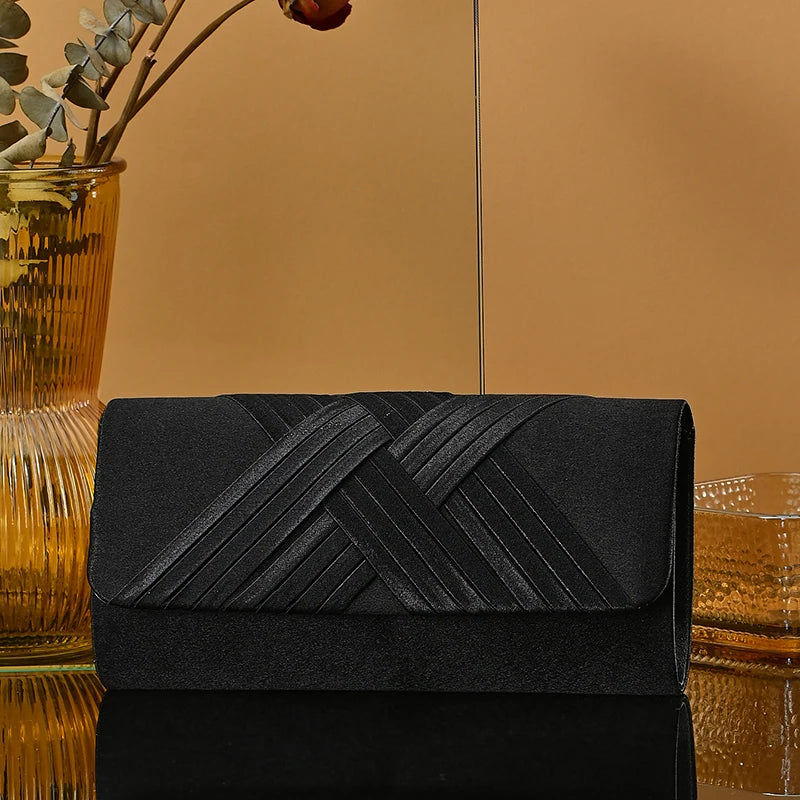 Women's Envelope Evening Clutch Bag - Hard Shell Party Handbag with Criss-Cross Design | Elariah