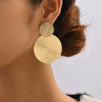 Boucles d'oreilles pendantes rondes géométriques bohèmes pour femme – Boucles d'oreilles tendance en métal pour mariage, soirée et style quotidien