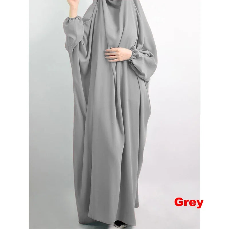 Abaya de prière à capuche pour femmes Elariah avec khimar long hijab | Vêtement de prière islamique modeste | Tissu Nida coupe ample
