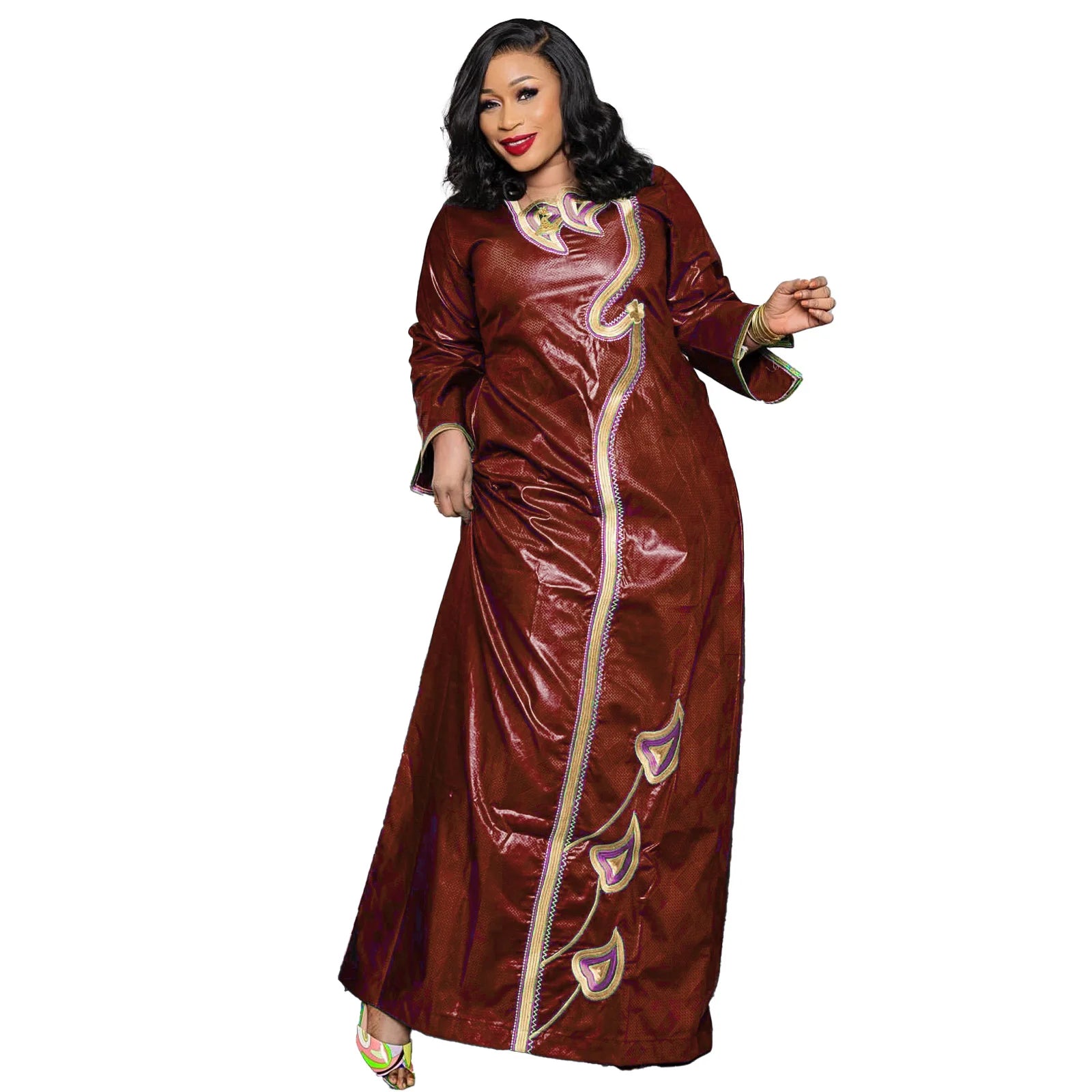 Elariah Bazin Riche Embroidered African Dress – Elegant Plus Size Dashiki Party & Church Dress for Women