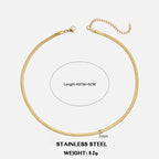 Gargantilla clásica de cadena plana de serpiente: diseño de espiga de acero inoxidable en oro y plata.