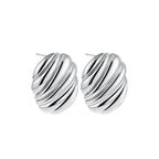 18K Gold Plated Stainless Steel Multilayer Circle Knot Drop Earrings for Women – Textured Statement Round Earrings