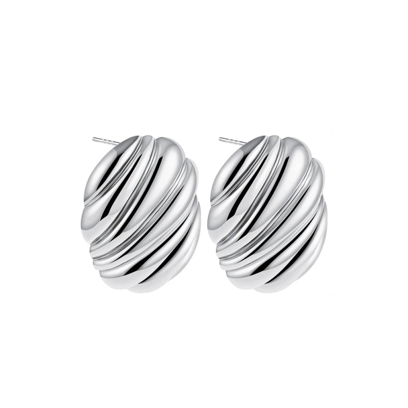 Boucles d'oreilles pendantes à nœuds multicouches en acier inoxydable plaqué or 18 carats pour femmes – Boucles d'oreilles rondes texturées et tendance