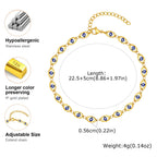 Bracelet de cheville œil protecteur doré pour femme – Bracelet de cheville ajustable, étanche, en acier inoxydable plaqué or, bijou de pied pour l'été à la plage