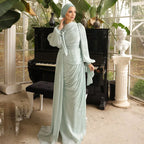 Robe maxi caftan soyeuse et modeste Elariah pour femmes – Abaya musulmane à manches longues, Jalabiya, tenue décontractée et de soirée