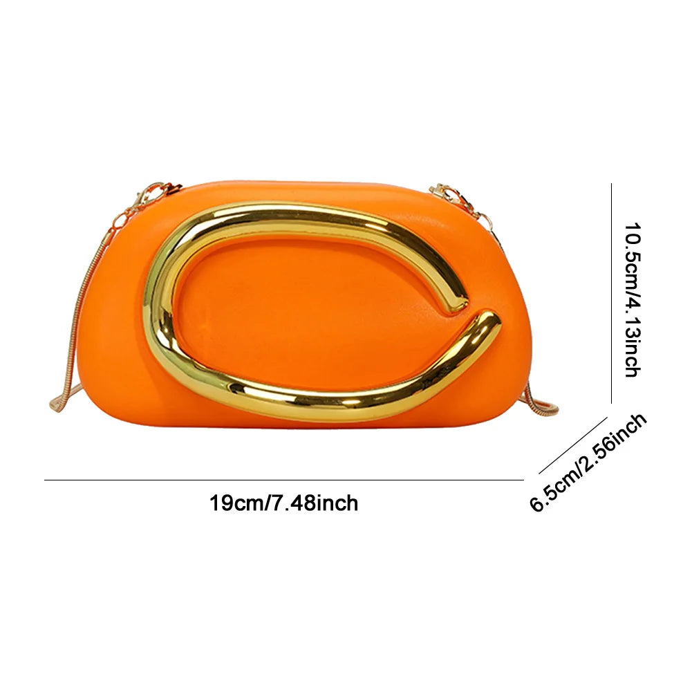Elariah Structured PU Leather Clutch Bag with Metal Handle – Women’s Evening Crossbody & Handheld Party Purse
