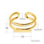 Bague JeeMango en acier inoxydable à double cercle pour femme – Plaqué or 18 carats, étanche, bijou tendance