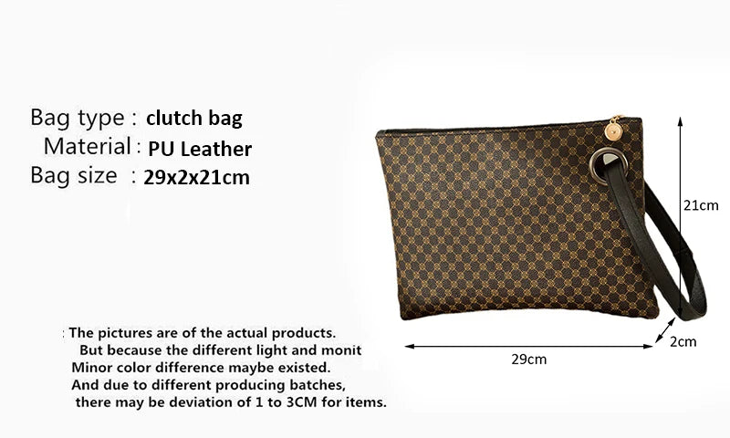 Elariah Women's PU Leather Envelope Clutch Bag with Wrist Strap – Large Zip Wristlet Purse for Travel, Shopping & Everyday Use