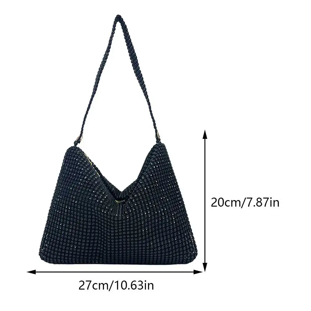 Elariah Crystal Rhinestone Evening Clutch Bag – Elegant Glitter Top Handle Party & Wedding Handbag (Gold, Black, Silver, Multicolour)