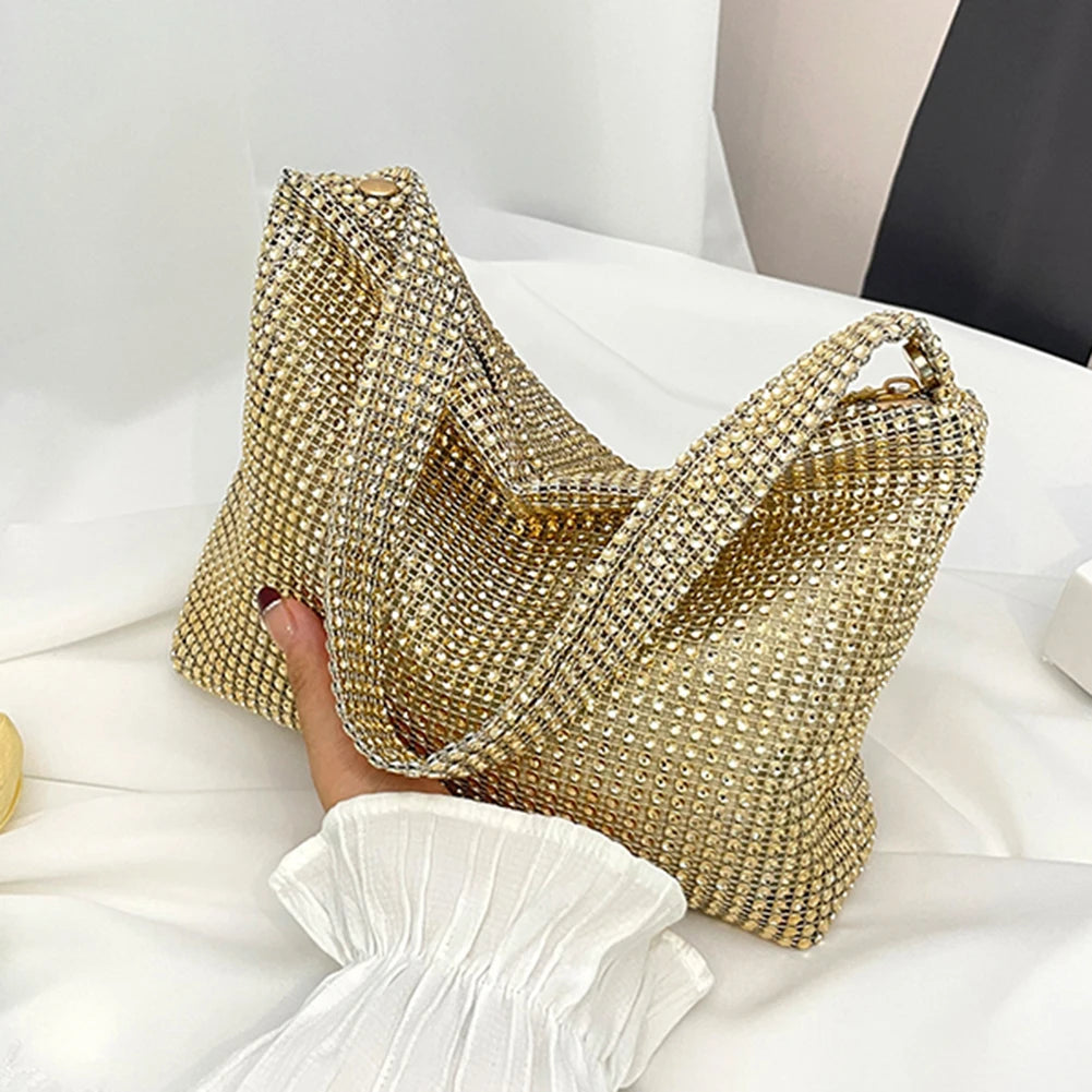 Elariah Crystal Rhinestone Evening Clutch Bag – Elegant Glitter Top Handle Party & Wedding Handbag (Gold, Black, Silver, Multicolour)