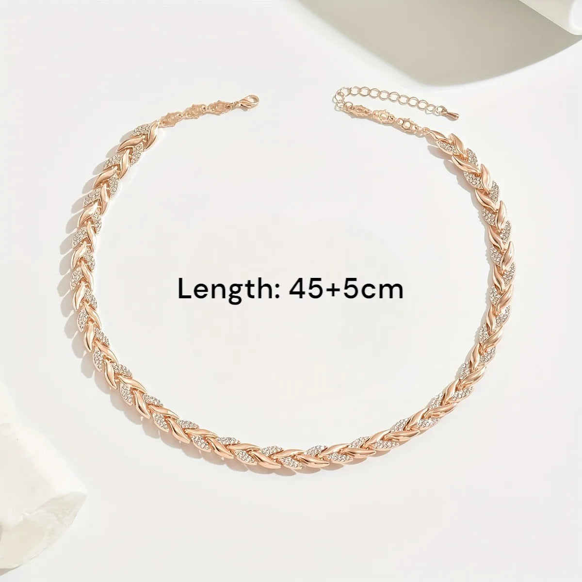 Elariah Rose Gold Plated Twisted Necklace & Bracelet Jewelry Set with Crystal Glass Accents – Elegant Party Gift for Women