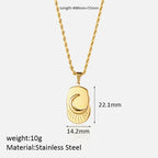 Collier vintage français étoile et lune – Chaîne pendentif céleste en acier inoxydable 316L (unisexe, doré) | ELARIAH