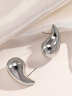Boucles d'oreilles vintage en forme de larme, grosses et épaisses, en acier inoxydable doré, pour femme