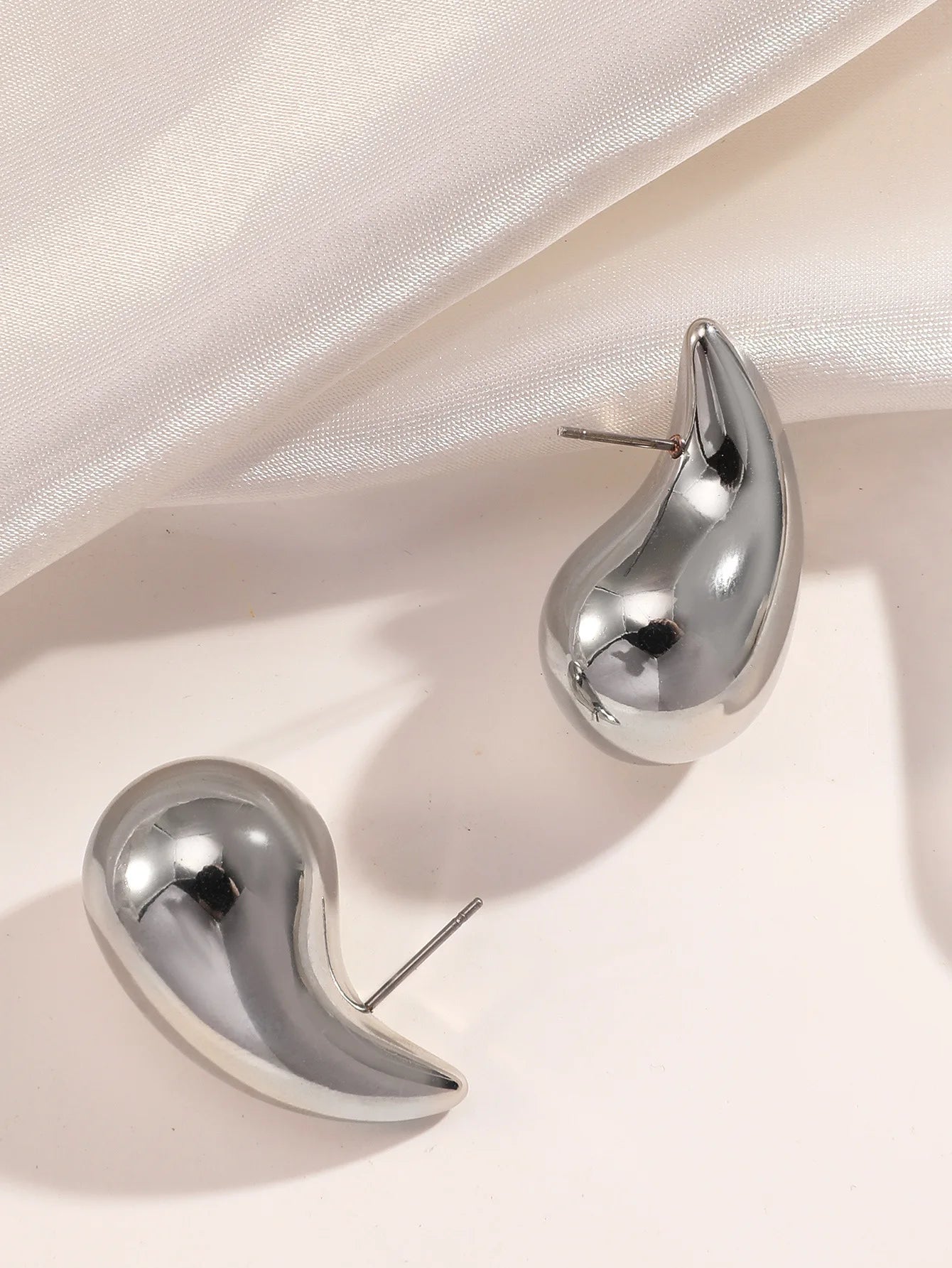 Boucles d'oreilles vintage en forme de larme, grosses et épaisses, en acier inoxydable doré, pour femme